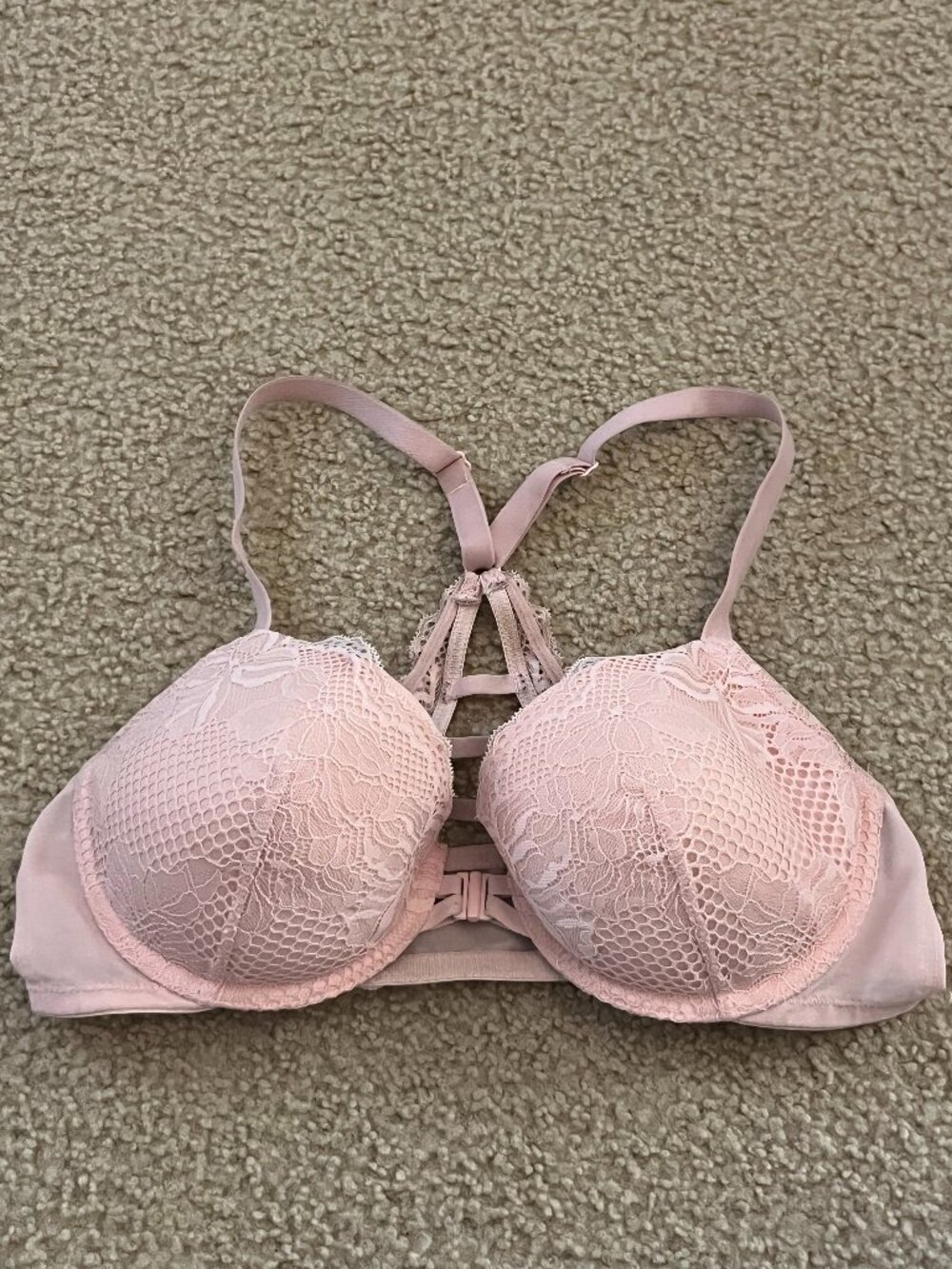 Front-Close Racerback Lace Bra 34C